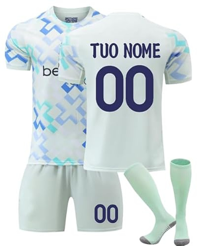 personalizzata Maglia da calcio per bambini 2025/2026, maglietta da calcio con nome e numero, sportivo set da allenamento per, maglietta, pantaloncini e calzini, regalo tifosi di calcio per ragazzi