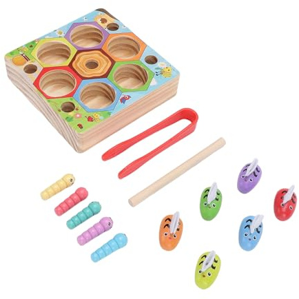 Hamwesh Jouet de motricité Fine pour Les Tout-Petits de 2 à 4 Ans, Jeu d'association de Ruche d'abeilles en Bois, Puzzle de des Couleurs, Cadeau éducatif 'Apprentissage Préscolaire pour Les