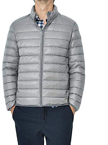 Doudoune Légère Homme Printemps ou Automne Veste Compressible en Duvet de Canard Manches Longues Down Jacket Courte Blouson