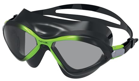 Seac Diablo, gafas de natación para nadar en la piscina y en el mar para mujeres y hombres, Nergo/Verde, Estándar