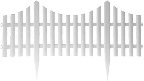 Pack of 4 White Garden Picket Fence Panels/Plastic Lawn Edging For Plant Borders And Flowerbeds (4)