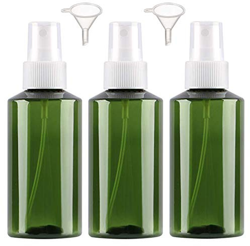 Alledomain - Set di 3 flaconi spray in plastica da 200 ml, vuoti, ricaricabili, con nebulizzatore, nebulizzatore da viaggio, contenitori per liquidi con 2 imbuti, ideali per struccanti cosmetici