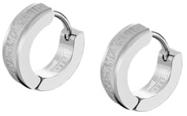 LOTUS STYLE Pendientes Aro Hombre - Aros Acero Inoxidable 316L - Cierre Seguro - Ligeros, Cómodos y Resistentes - Aros Hombre Color Plata 11.75 mm LS2152-4/1