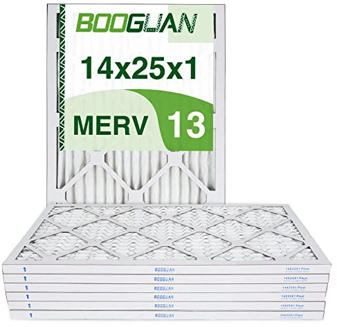 BOOGUAN Filters 14x25x1 MERV 13 Air Filters Pleated HVAC AC Furnace Filters (6-Pack)
