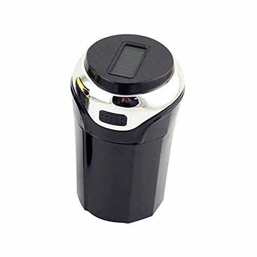 Auto-Aschenbecher mit Deckel, abnehmbarer Aschenbecher Tragbarer Auto-Zigarettenaschenbecher mit blauem LED-Licht Solar-Ladeaschenbecher für Heimbüro Fahrzeugs, automatische Beleuchtung/Aufladung