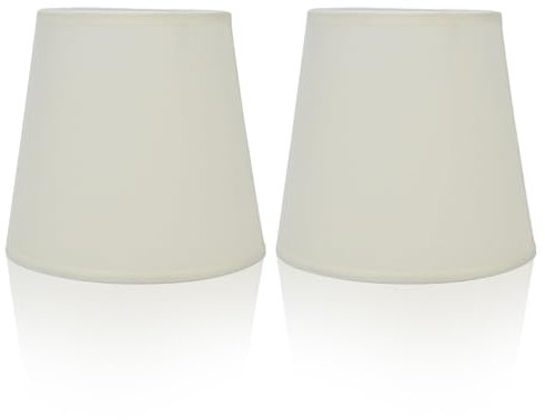 HERCHR 2 Pezzi Tessuto Piccolo Paralumi, E14 Paralume Fatto a Mano Tessuto per Lampada da Tavolo E Applique(Bianco)