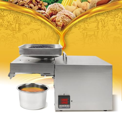 Elektrische Ölpresse, 610 W Edelstahl Ölmühle mit Digitaler Temperaturregelung Mehrere Pressmethode Ölextraktionsrate 45% Haushalt Ölpressmaschine