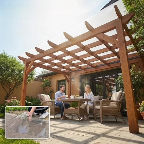 2mm Polycarbonate Sheet,polycarbonate greenhouse panels,Roofing Transparent Insulation Daylighting Panels,strong and not easily deformed,for Greenhouse Sheds Roofs,Carports.(Clear,5.1 x 16.4ft)
