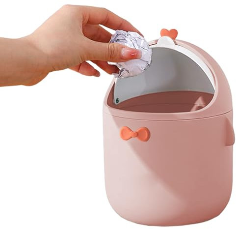 Small Desk Bin Mini Table Waste Bin with Lid Cute Cartoon Waste Paper Bin Trash Can for Home Office, waste paper bin