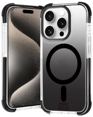 OX Armour Case for iPhone 15 Pro Max - Shockproof Military Grade 3M Drop Protection Reinforced Corner Anti Scratch Cover Screen & Camera Lens Protector - Compatible with MagSafe - Eclipse Black