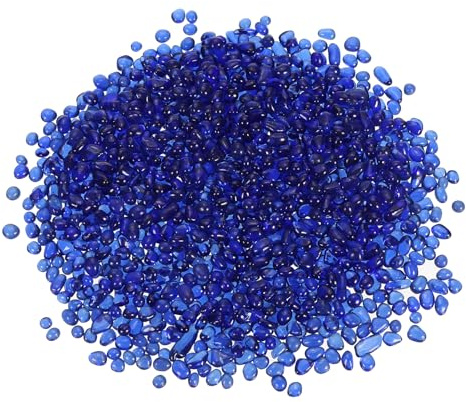 PATIKIL Dekorativa glasstenar 450 g/1 lb 4-6 mm, polerade glasstenar kulor gör-det-själv dekor för vas fyllmedel pärlor hantverk akvarium stenar akvarium trädgårdsdekoration, djupblå