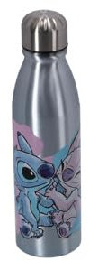 Undercover Stitch Aluminium Trinkflasche 600ml Silber mit Schraubverschluss (600ml) Kindergerecht Individuelles Design