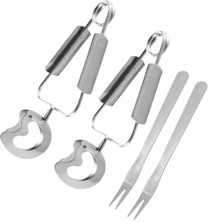 ASAKKURA 2sets Stainless Steel Clip for Escargot Tea Bag Ice Tongs for Appetizers and Serving Fork Multipack Kitchen Utensil