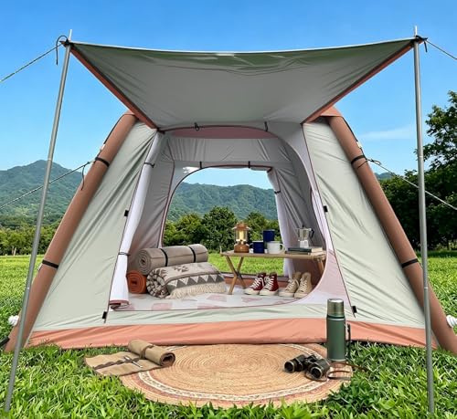 Tienda de Campaña Hinchable para 2-4 Personas, Tienda de Campaña Inflable (Montaje Rápido), con Cubierta Impermeable (3500 mm), Carpa Hinchable Familiar (210x210x175 cm), Incluye Bomba.