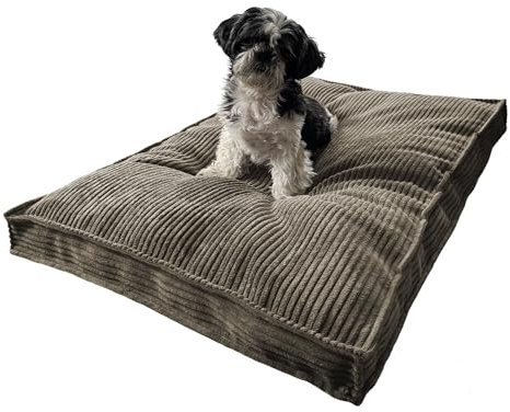 Extrasen Hundebett Hundekissen Cord Große Hunde Waschbar Abriebfest 100 x 70 cm Dunkelbeige XXL