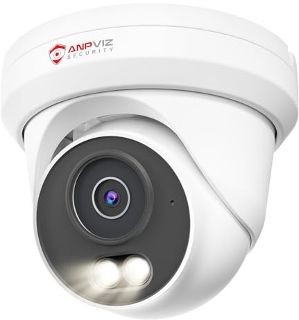 Anpviz 6MP Telecamera IP PoE Esterno, Rilevamento di Uomo/Veicolo, Visione Notturna Intelligente a Colori, Alloggiamento Interamente in Metallo, Microfono, Cablato, Alimentatore non Incluso, IP66