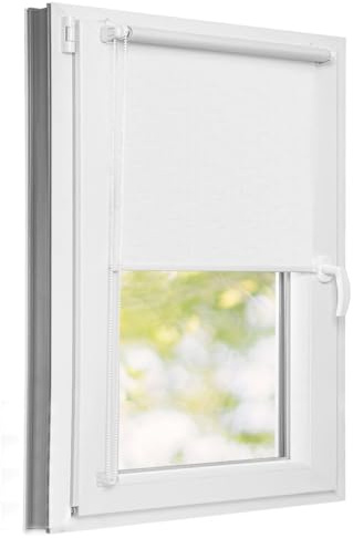 MadeInNature Store Enrouleur Blanc, Store Enrouleur Qui Laisse Passer la lumière, Fixation avec ou sans perçage Store à chainette Fenêtres et Portes Taille au Choix (Largeur 72 x 180 cm)