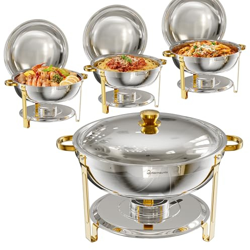 Warmounts Gold Chafing Dish per buffet 8L con coperchio in acciaio inox (4)