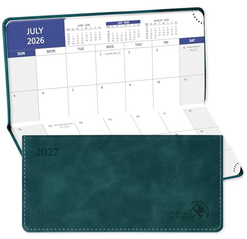 POPRUN Agenda mensual de bolsillo 2026-2027, tamaño delgado de 8,3 x 17,1 cm (jul. 26-dic. 27), calendario de bolsillo de 18 meses para bolso, planificador mensual pequeño académico con tapa blanda de