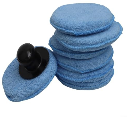 Almohadillas de esponja para detalles de automóviles con mango para aplicación de pulido de cera, 8 aplicadores de espuma para mantenimiento exterior