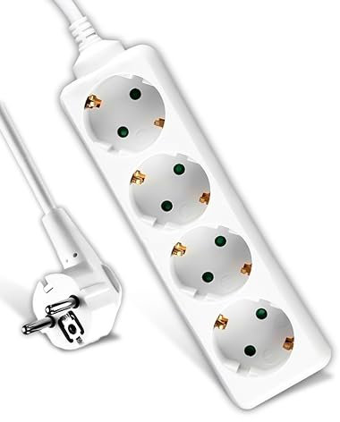 V-TAC Regleta de 4 Enchufes y Cable de 1,5 Metros - Enchufe Múltiple 4 Tomas de Corriente 16A Shuko para el Hogar, Oficina, Tienda, Garaje - 250V Compacta y Práctica