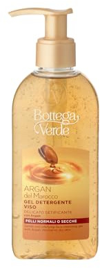 Bottega Verde - Gel Detergente Viso, Argan del Marocco, 200 ml, per Pelli Normali e Secche, con Olio di Argan, Deterge Delicatamente, Dermatologicamente Testato