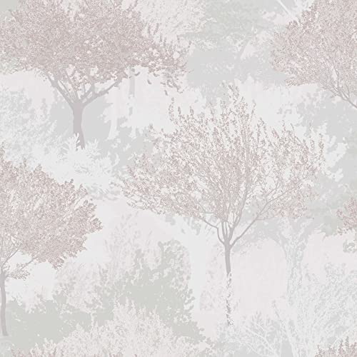 Superfresco Easy Birch Forest Mauve Wallpaper | Paste the Wall | Grey/Purple Trees | Eco-Friendly