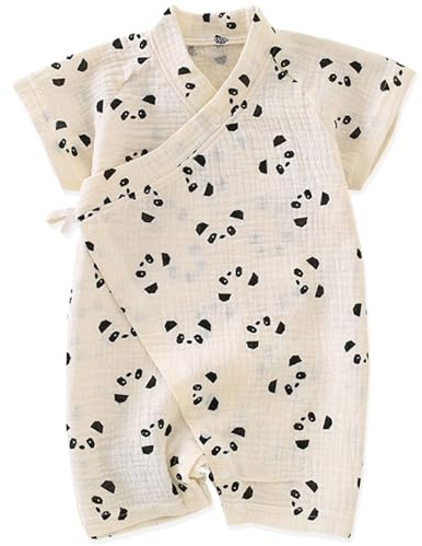 Japanese Kimono Baby Thobe Cotton Infant Linen Romper 24 Months Panda