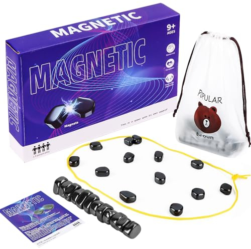 Schachbrett Magnetisch - Kampfschach Mit Magnetisch, Schachspiel magnetisch, Reisen Schach Magnetisch, Puzzle Checkers Spiel, Tragbares Schachbrett-Party Für Familientreffen (20-Magnete/Seil)