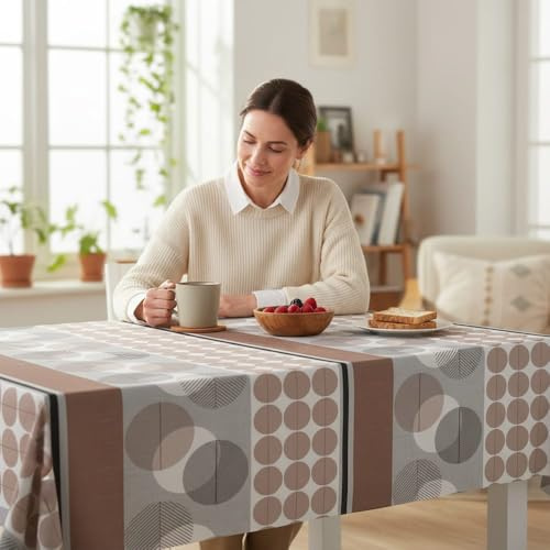 ECOMMERC3 | Mantel Hule Mesa Rectangular Tamaño 200x140 cm - Estilo, Durabilidad y Fácil Limpieza para tu Mesa - Mantel Hule Impermeable y Antimanchas - Valira Marrón