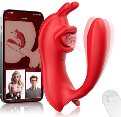 Omigao Vibromasseurs Feminin Sextoyse Femme Clitoridien à APP Distance, Gode Vibro-masseur avec 7 Succion & Vibrations Sex Toýs Couple, Culotte Oeuf Vibrant avec Telecommande Jouet Adulte