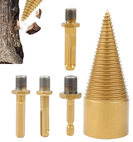 vedklyvare - 32 mm robust verktyg, vedklyvare stål 45, vedklyv med sexkantigt skaftdesign, kraftfull elektrisk vedklyvare för