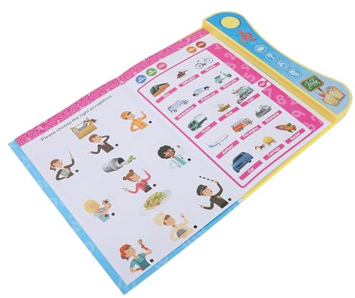Alomejor Livre Sonore Parlant Anglais pour Enfants, Livre d'apprentissage éducatif Interactif, Matière Plastique de qualité Sûre pour Un Usage Domestique et Scolaire