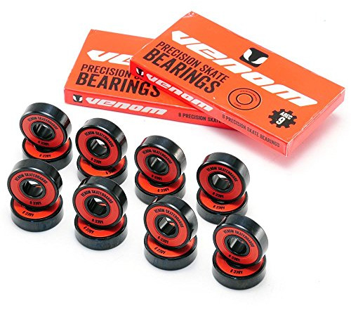 Venom Skateboards Bearings ABEC 9 608z Fast Super Smooth Premium For Skate board Micro Stunt Scooters Long board Roller Skates Inline Quad Derby x16 for 8 wheels