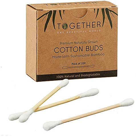 Bambus Wattestäbchen 200 Stück plastikfrei Ohrstäbchen biologisch abbaubar (1 x 200 Wattestäbchen ohne Dekoration)
