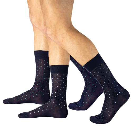 CALZITALY Calcetines Hilo de Escocia, Calcetines, Calcetines Algodón de Vestir Traje, 2 X | MADE IN ITALY (39-41, 2 PARES CALCETINES CORTOS MARINO - PLUMETI VERDE + AZUL)