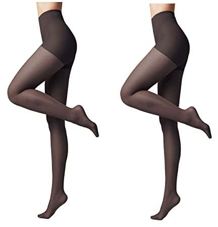 Conte elegant ACTIVE 40 DEN Lot de 2 Collants Modelants et Fins pour Femmes - Collant Femme Résistant - Stimule la Circulation Sanguine - Noir taille 6