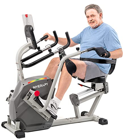 Inverapy by Innova RCT2025 Recumbent Cross Trainer with Swivel Seat & Leg Harness, White/Gray/Black