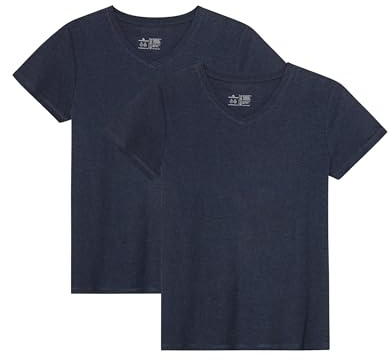 DANISH ENDURANCE Maglietta in Cotone Biologico, T-Shirt a Mezze Maniche, Morbida, Premium, da Donna, 2 Paia Blu Notte M