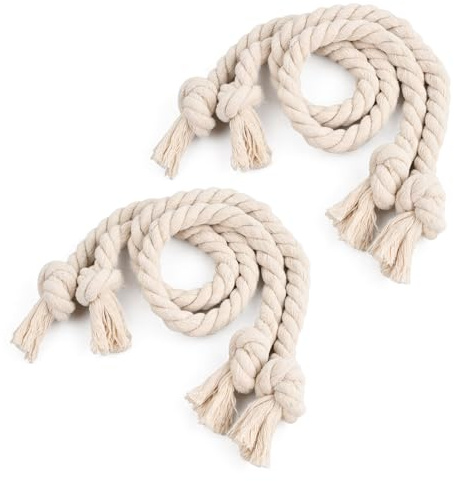 Focenat 4 Pezzi Fermatenda in Cotone, Fermatende in Corda, fermatenda per Tende, embrasse per Tende in Corda, Fermatenda Decorativi per Tende, per la Decorazione delle Tende di Casa e Ufficio (Beige)