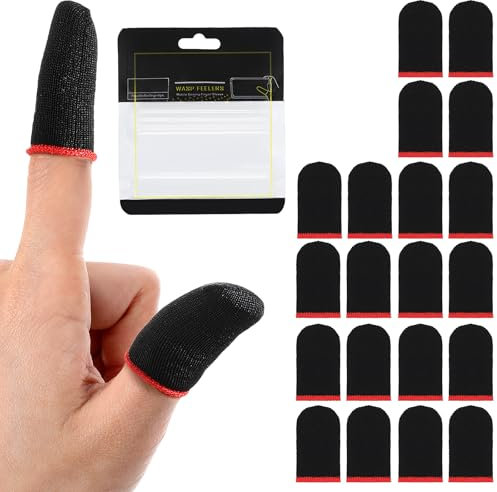 Oruola 10 Paar Gaming Finger Sleeve,Kohlefaser Finger Sleeves,Thumb Sleeve,Ultradünn,Atmungsaktiv Schweißableitend,Gaming Zubehör,Fingersleeves für Alle Touchscreen-Geräte