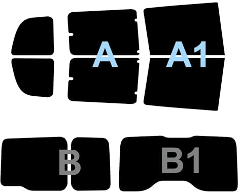 TINTCOM Lámina Tintada Precortada para Fiat Doblo 2010-2019 - (20% Oscuro Ahumado, A-B1) - Cristales Laterales Traseros y Luneta - Protección UV, Reducción de Calor, Ajuste Exacto