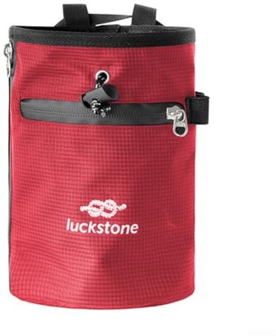 Yuanpgky Sac à craie pour l'escalade, le bloc, la gymnastique et l'haltérophilie | Nylon 420D avec doublure douce, imperméable et résistant à l'usure | Ceinture réglable avec mousqueton, (rouge)