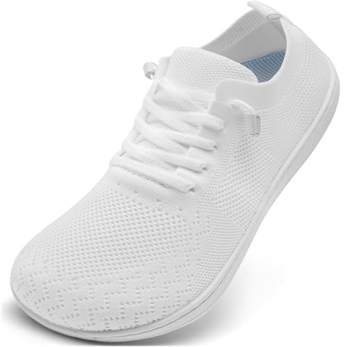 VXGGVX Barefoot Shoes Women Tennis Running Barefoot Shoes Wide Toe Box Walking Casual Slip On Slippers Breathable Minimalist Sneakers White 8