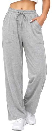 Crewhpo Pantalon Jogging Femme Taille Élastique Coupe Ample Grandes Poches | Tissu Doux Respirant, Taille Élastique Ajustable, Coupe Ample, Grandes Poches, Quotidien Loisirs Détente