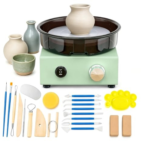 Juego de mini torno de alfarero con plato giratorio de doble cara de 15 cm