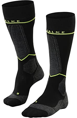 FALKE SK Energizing Wool M Kh lana hilo funcional con compresión 1 par, Calcetines de esquí Hombre, Negro Black-Lightning 3171 - Perímetro de la pantorrilla W2, 39-42 W2