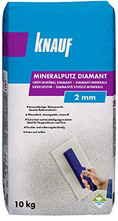 Knauf Mineralputz Diamant 2,0-mm Körnung – mineralischer Dekor-Putz, als Decken-, Wand-Belag oder Außen-Putz, kratzfest und witterungsbeständig, Weiß, 10-kg