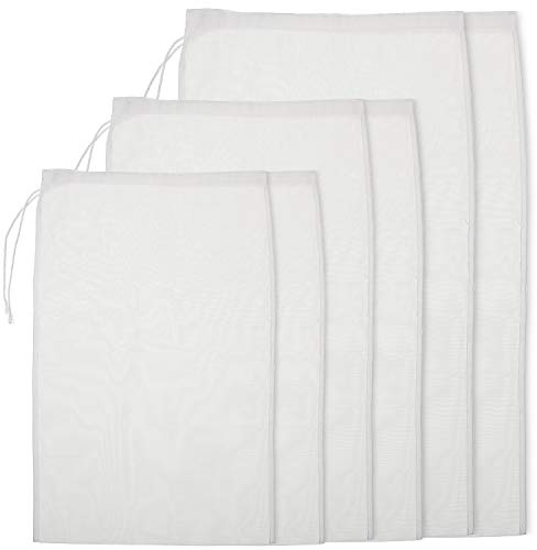 Boao 6 Pack Nut Milk Bags - Reusable Food Strainer Bags with Fine Mesh Nylon Drawstring, 3 Sizes