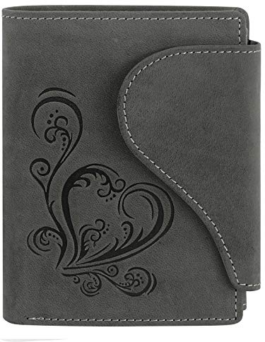 Harrys-Collection Damen Portemonnaie in Vintage mit Herz Special-Edition, Größen:Einheitsgröße, Farben:schwarz